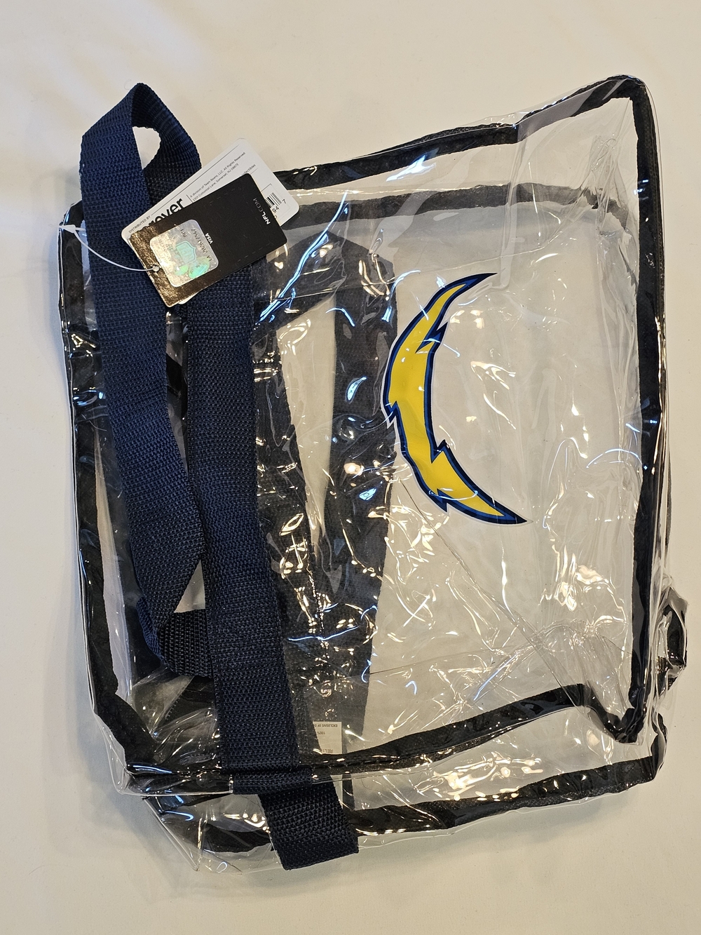 NFL Clear Bag with Navy Straps and Charger Logo